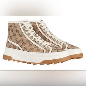 Gucci Tennis 1977 High-Top Sneakers 'Tan White' 745999-20Q20-9745